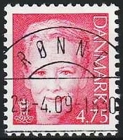 FRIMÆRKER DANMARK | 2005 - AFA 1449 - Dronning Margrethe II - 4,75 Kr. rød - Lux Stemplet Rønne